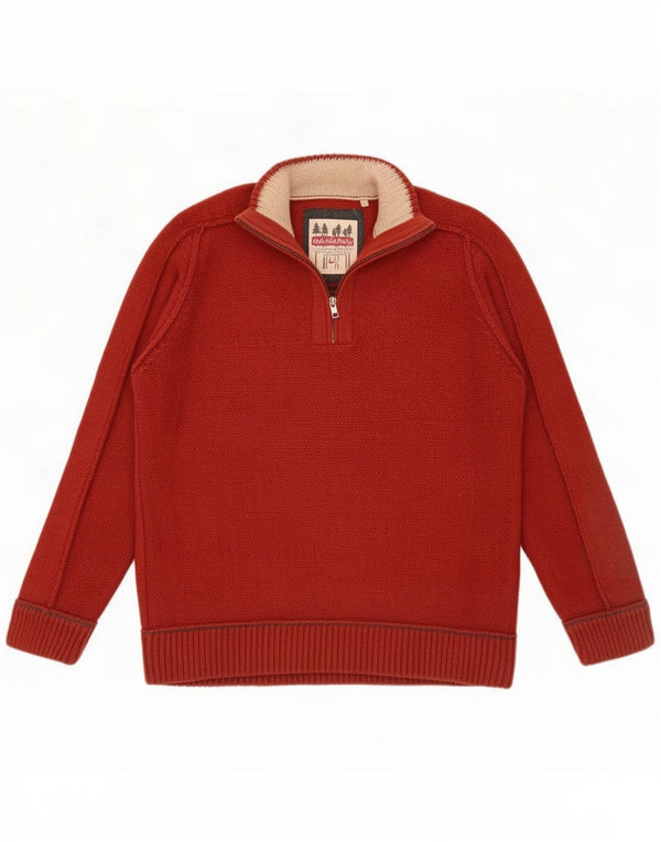 Mantaray Felpa da uomo con zip e collo maglione grande rosso cotone