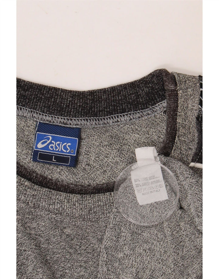 T-shirt grafica ASICS da uomo, taglia grande, in cotone color block grigio