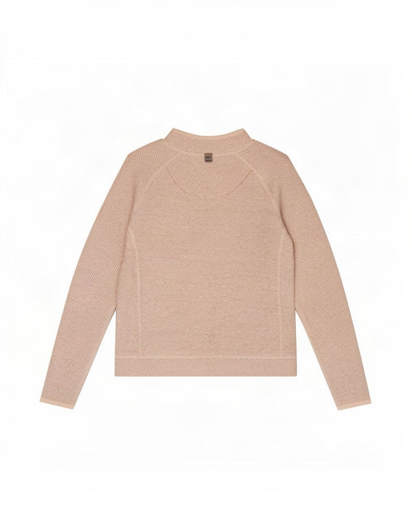 Felpa da donna con collo con zip Weird Fish, maglione UK 12, cotone beige medio