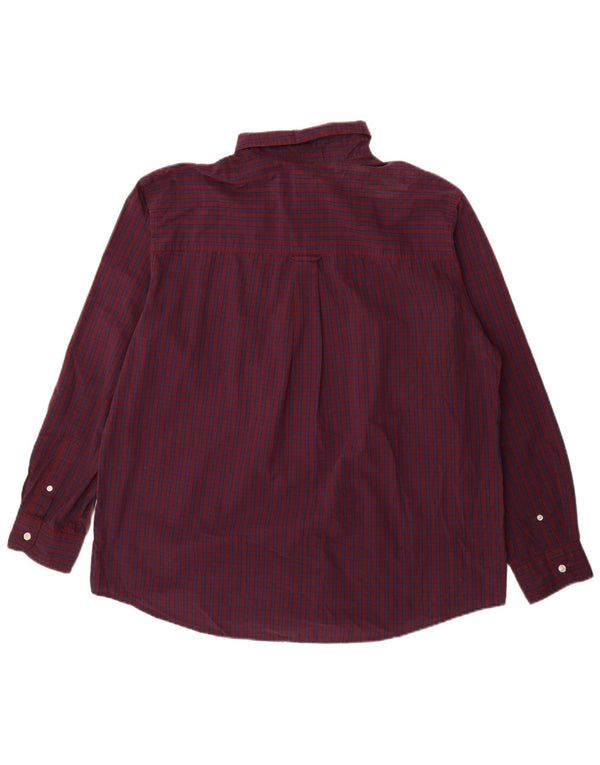 Camicia Chaps da uomo Easy Care XL in cotone a quadri bordeaux