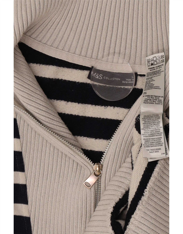 Maglione da donna Marks & Spencer con zip e collo UK 16 grande blu navy