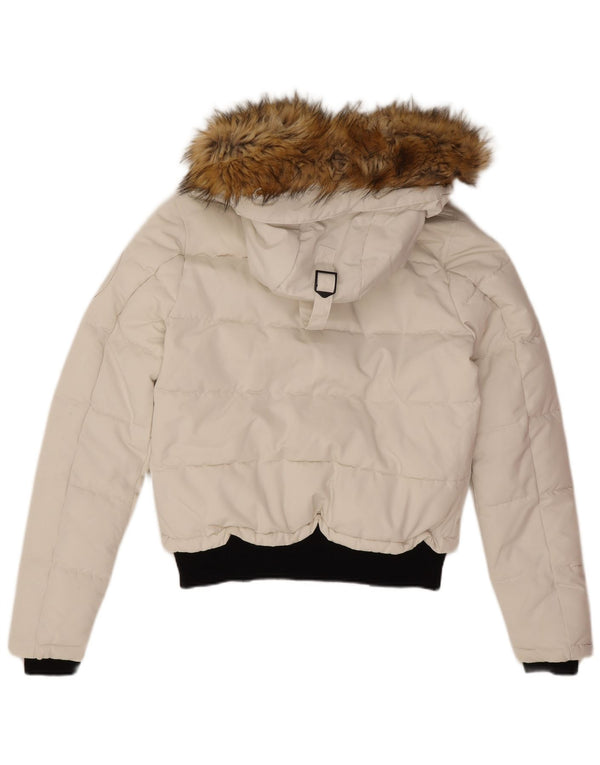 Giacca imbottita con cappuccio oversize da donna Superdry UK 10 Small Poliestere bianco