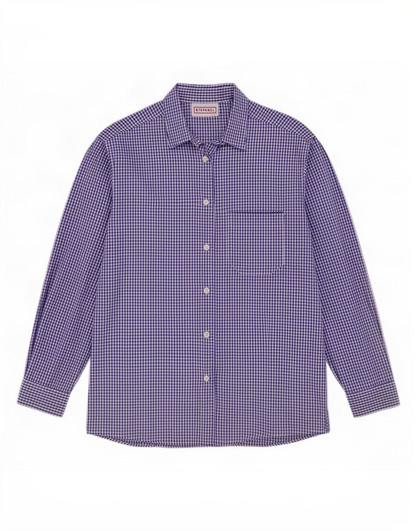 Stefanel Camicia da donna UK 16 Large Blue Gingham