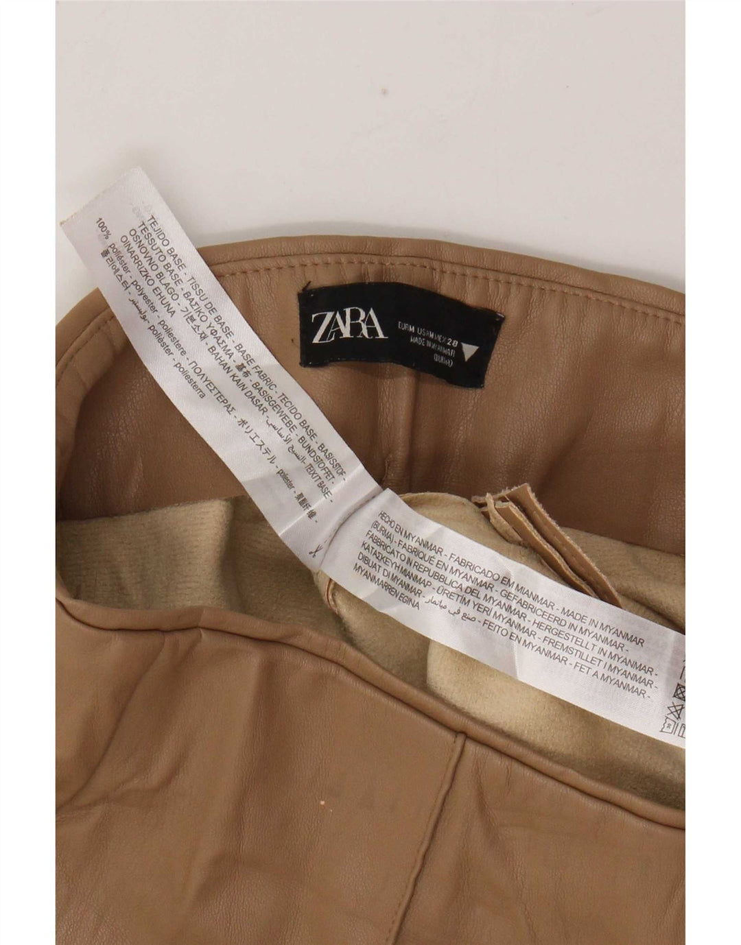 Leggings Zara da donna in ecopelle UK 14 poliestere marrone medio