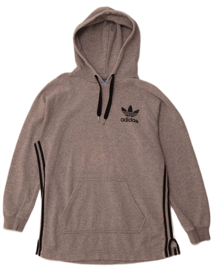 Maglione con cappuccio da uomo ADIDAS in cotone screziato grigio medio