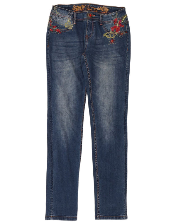 Jeans slim da donna Desigual W29 L32 cotone floreale blu