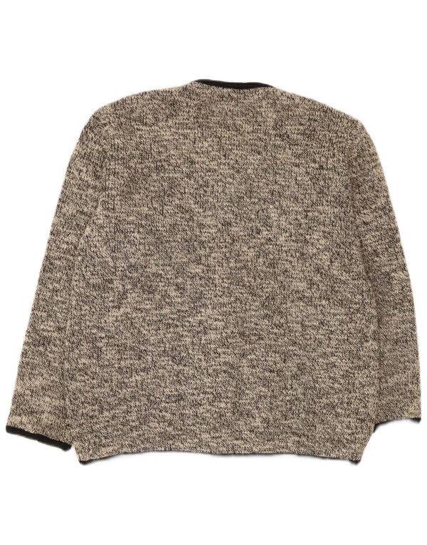 Maglione cardigan da donna vintage UK 16 grande grigio screziato