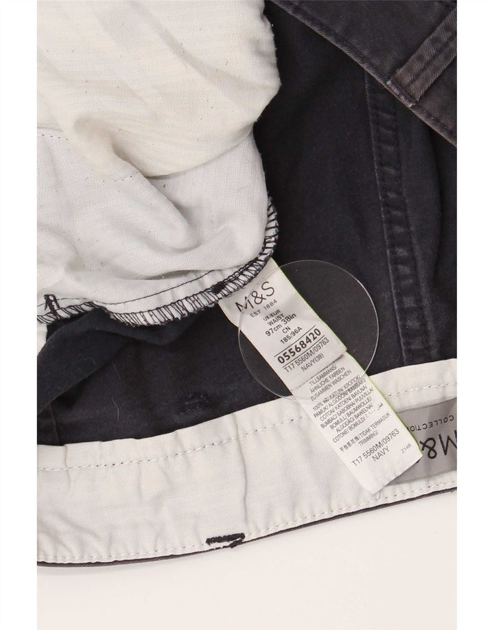 Pantaloncini chino da uomo Marks & Spencer W38 XL cotone blu navy
