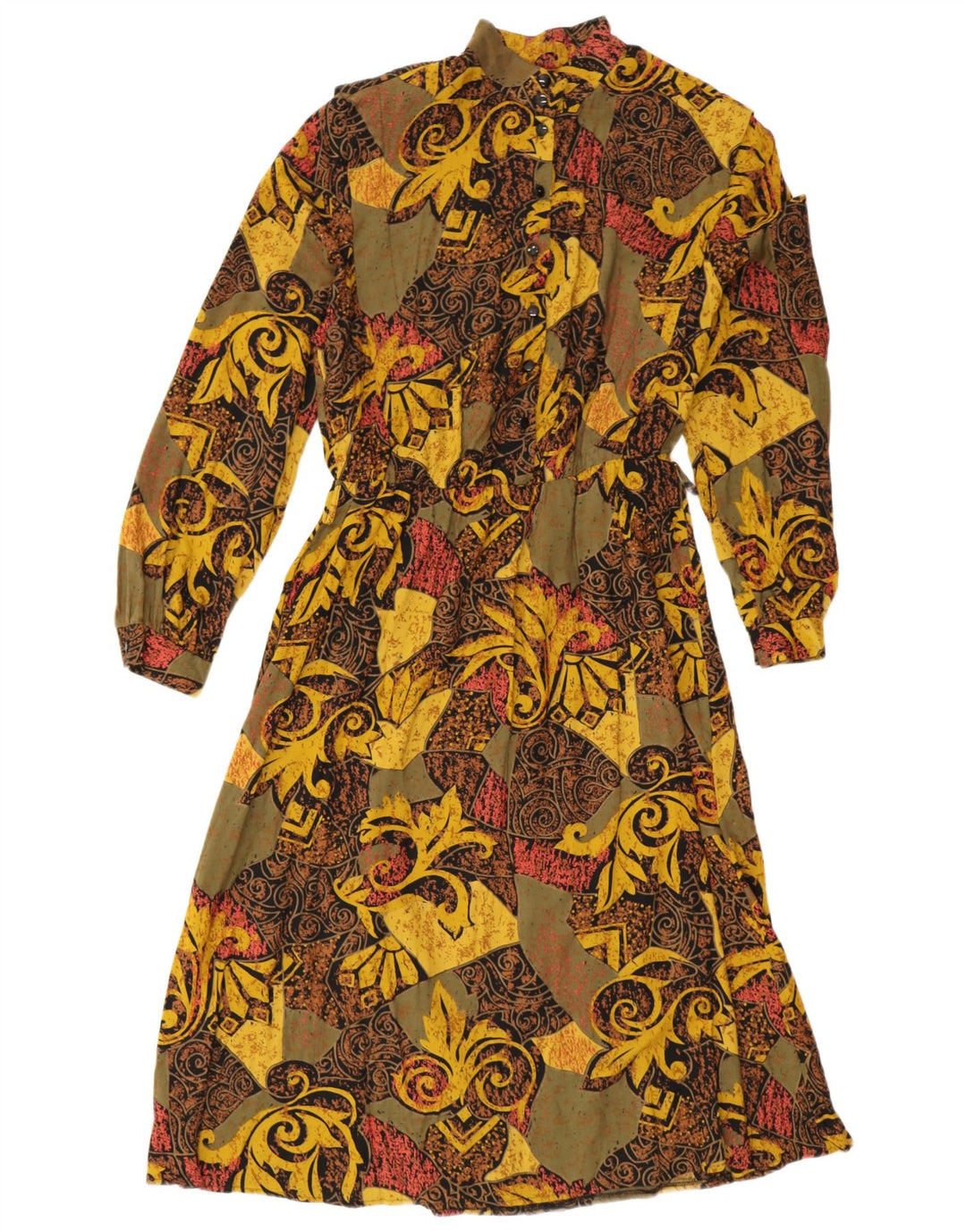 Abito lungo da donna vintage UK 16 Grande Paisley multicolore
