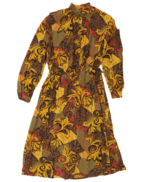 Abito lungo da donna vintage UK 16 Grande Paisley multicolore