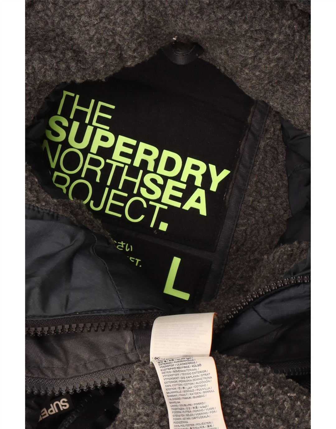 Giacca a vento con cappuccio da uomo Superdry UK 40 Grande logo blu navy