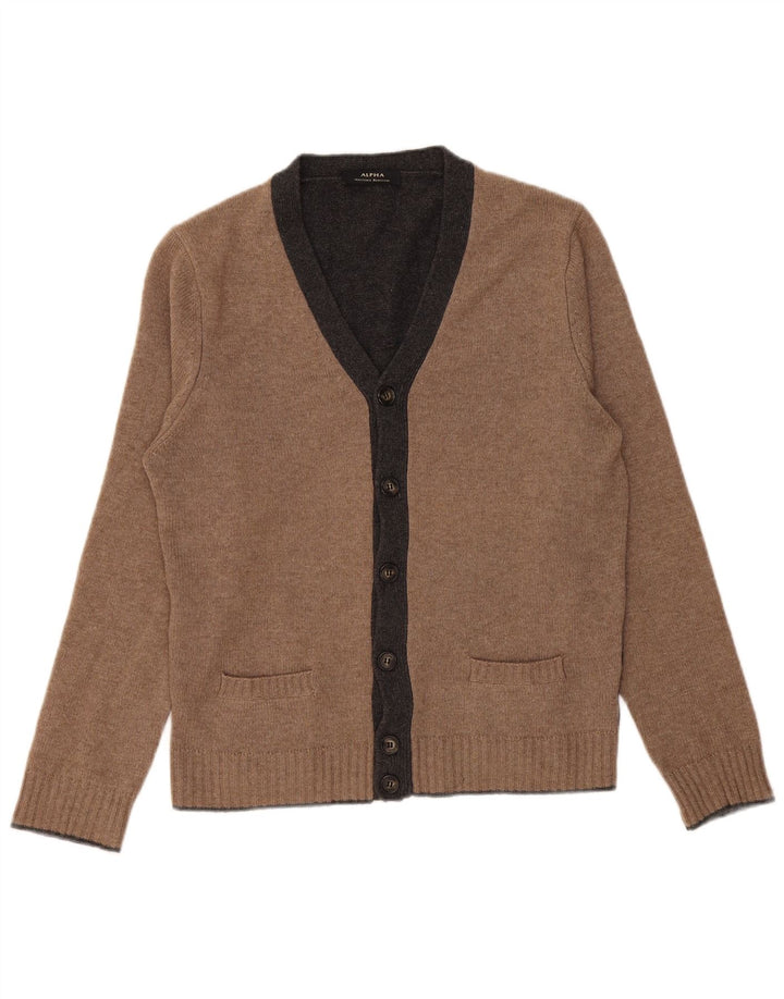 Maglione cardigan da uomo Alpha Massimo Rebecchi IT 50 Colorblock marrone medio