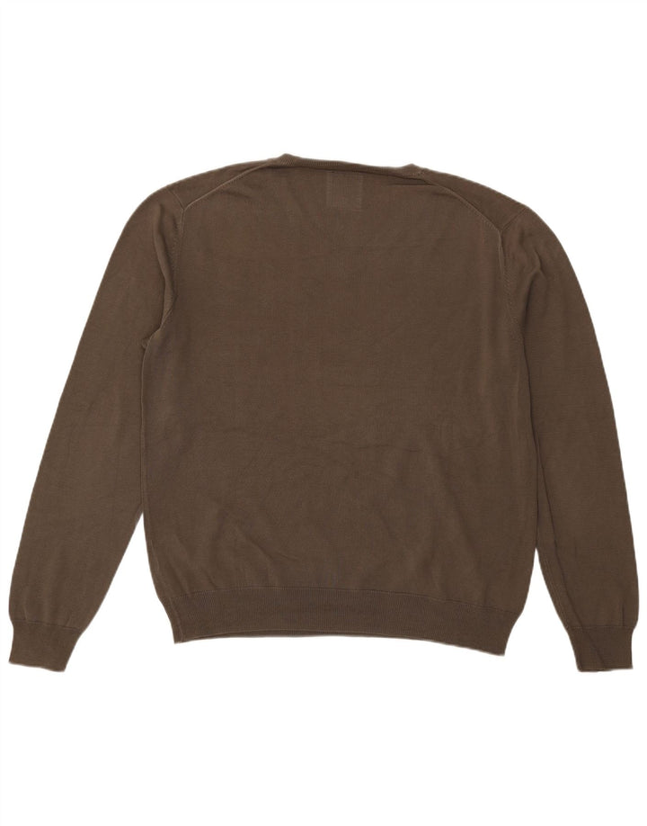 Maglione maglione con scollo a V da uomo Sun68 XL cotone kaki