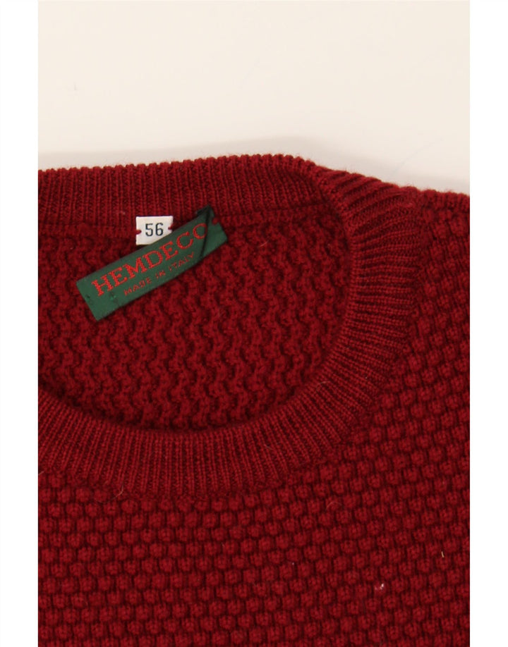 HEMDECO Mens Crew Neck Jumper Sweater IT 56 XL Burgundy Vintage Hemdeco and Second-Hand Hemdeco from Messina Hembry 