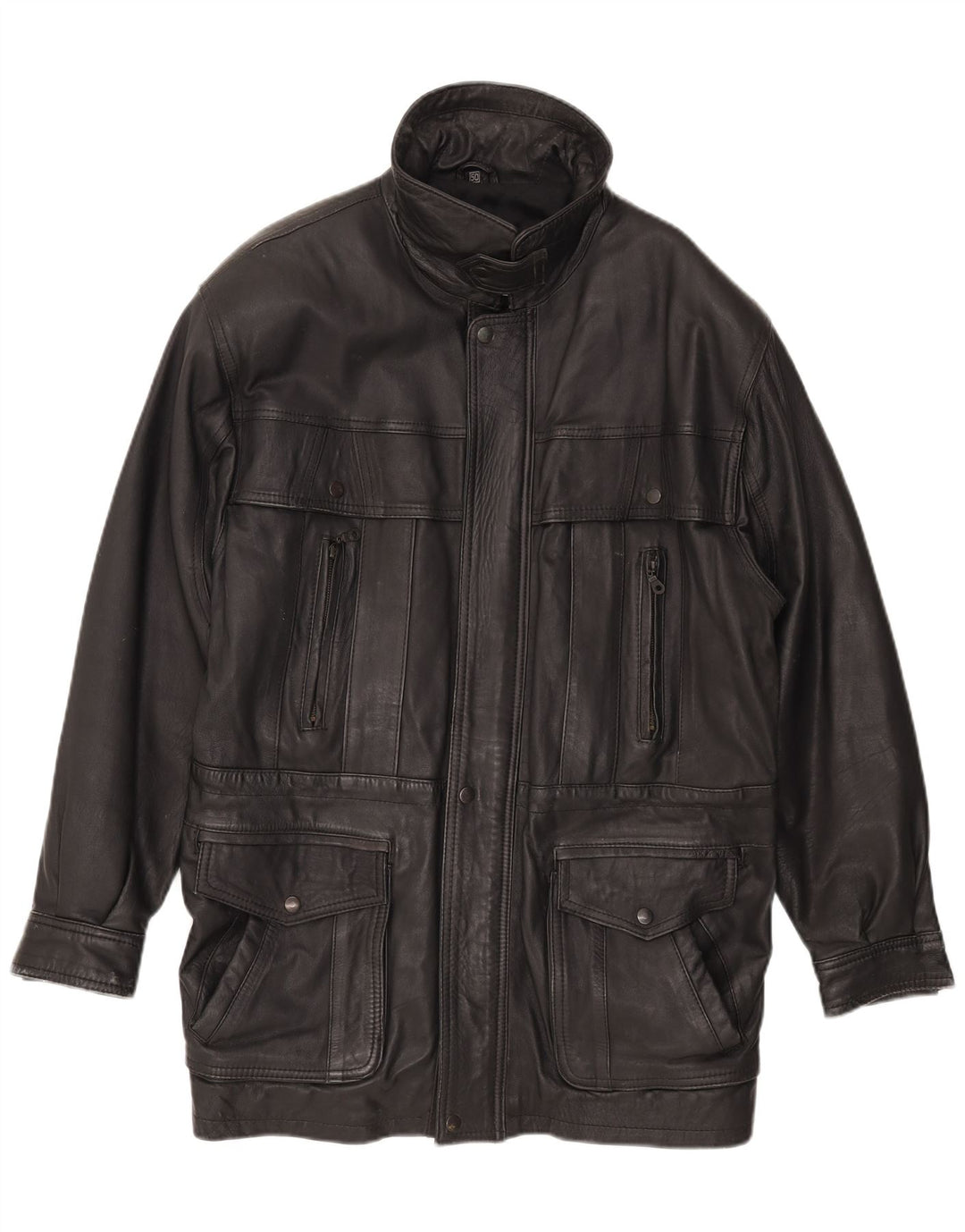 Giacca in pelle vintage da uomo EU 50 grande in pelle nera