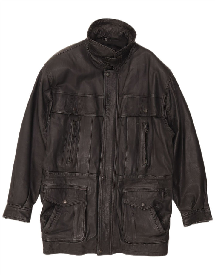 Giacca in pelle vintage da uomo EU 50 grande in pelle nera