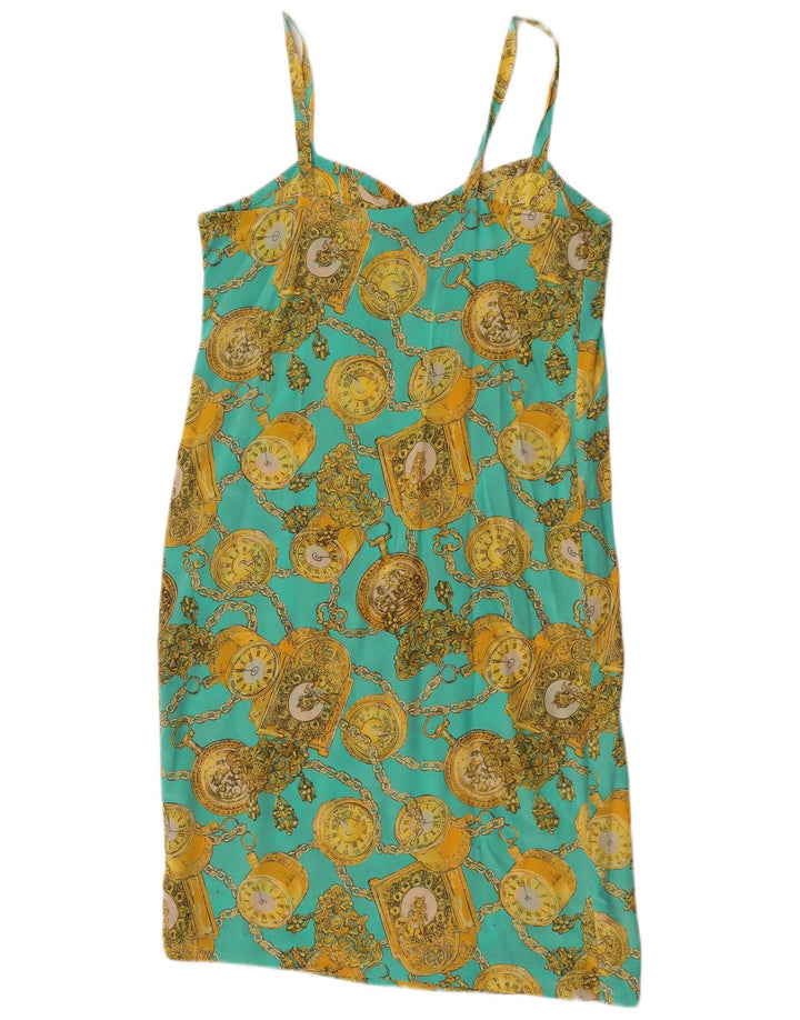 Abito sottoveste vintage da donna con motivo astratto UL 12 turchese medio