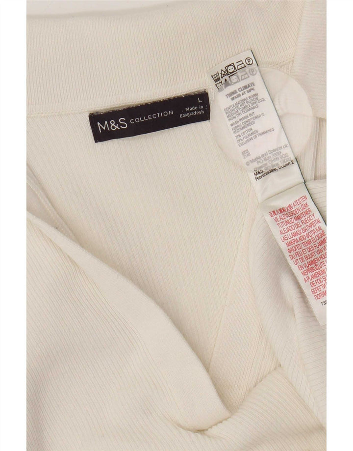 Polo da donna Marks & Spencer UK 14 grande cotone bianco
