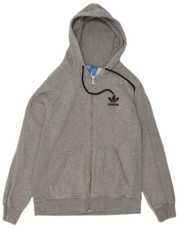 Maglione con cappuccio e zip da uomo Adidas in cotone chiazzato grigio medio