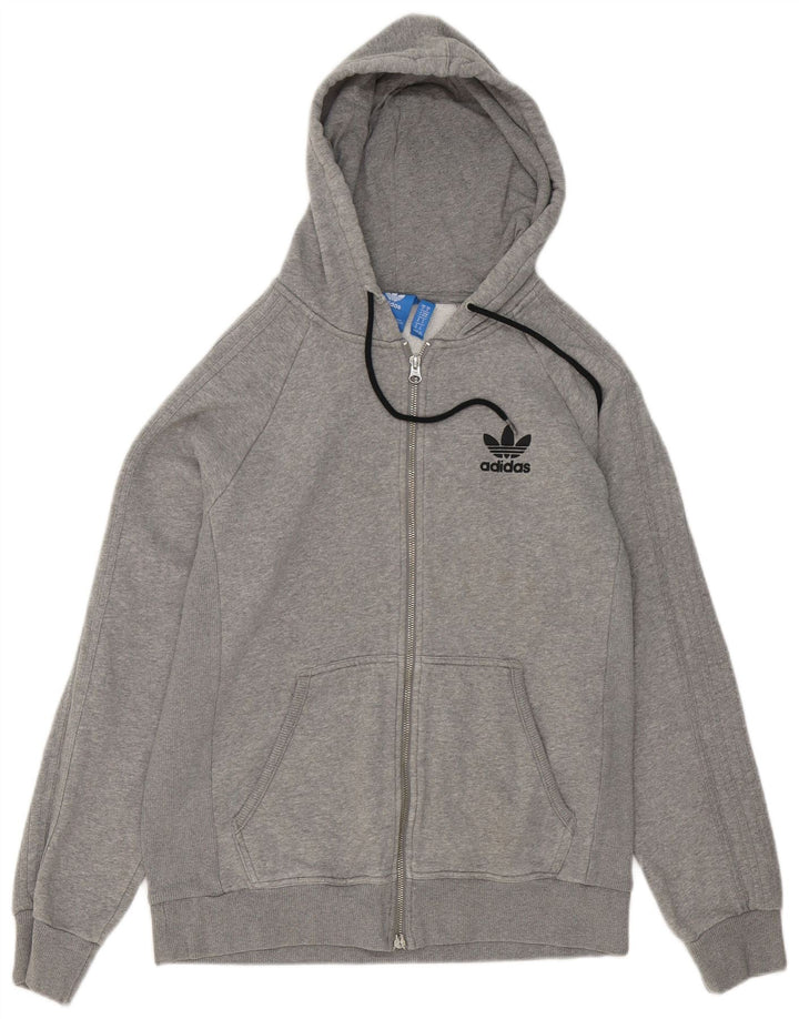 Maglione con cappuccio e zip da uomo Adidas in cotone chiazzato grigio medio