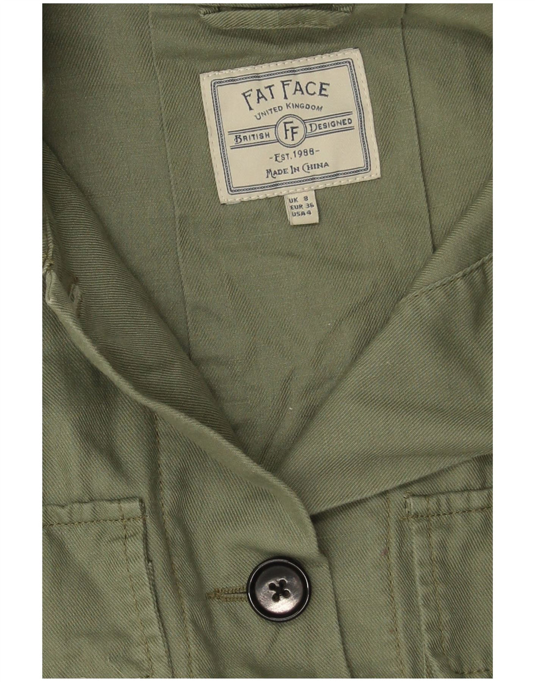 Giacca militare oversize da donna Fat Face UK 8 Small Lino verde
