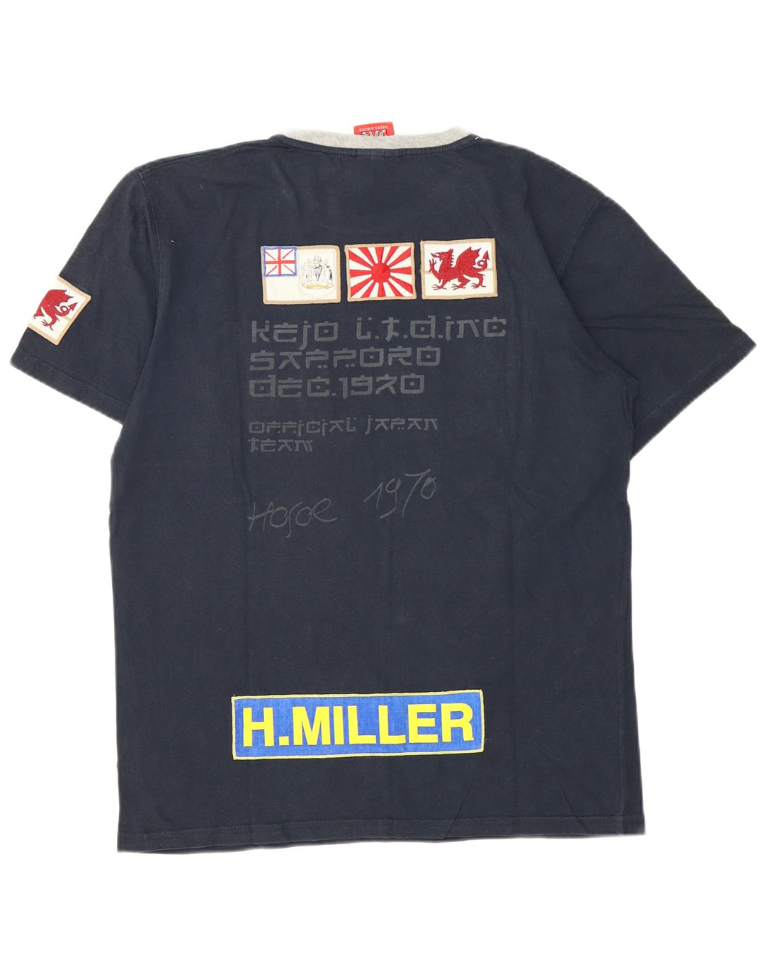 T-shirt grafica da uomo Kejo Top grande in cotone blu navy
