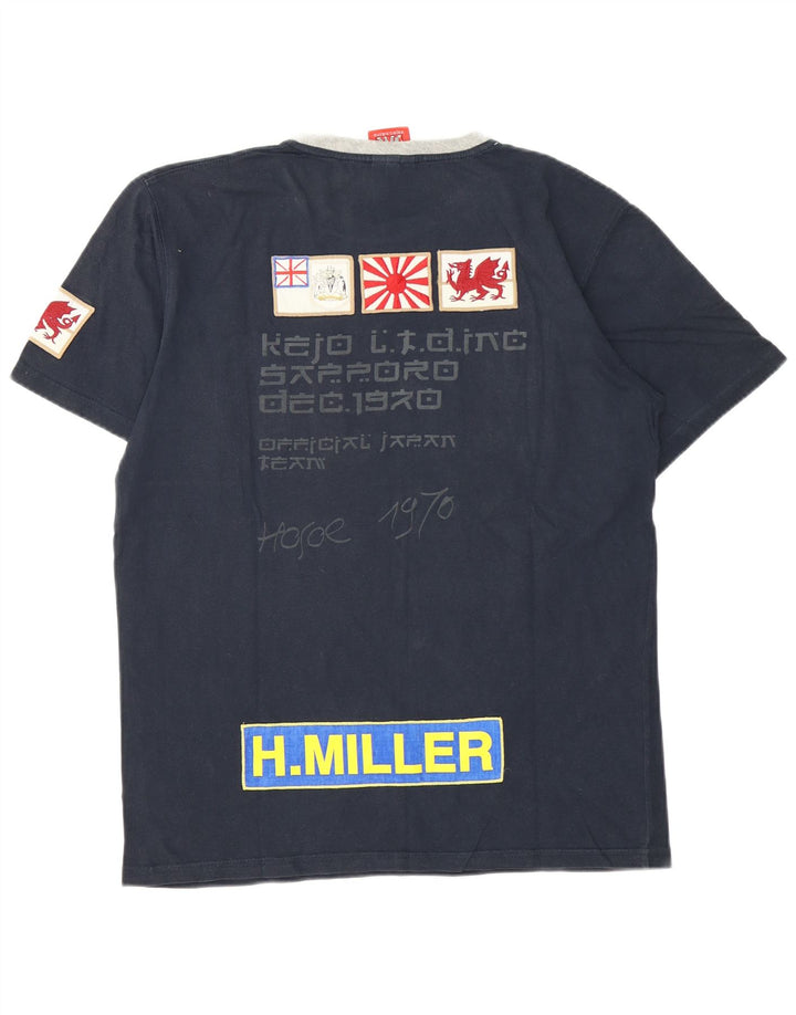 T-shirt grafica da uomo Kejo Top grande in cotone blu navy