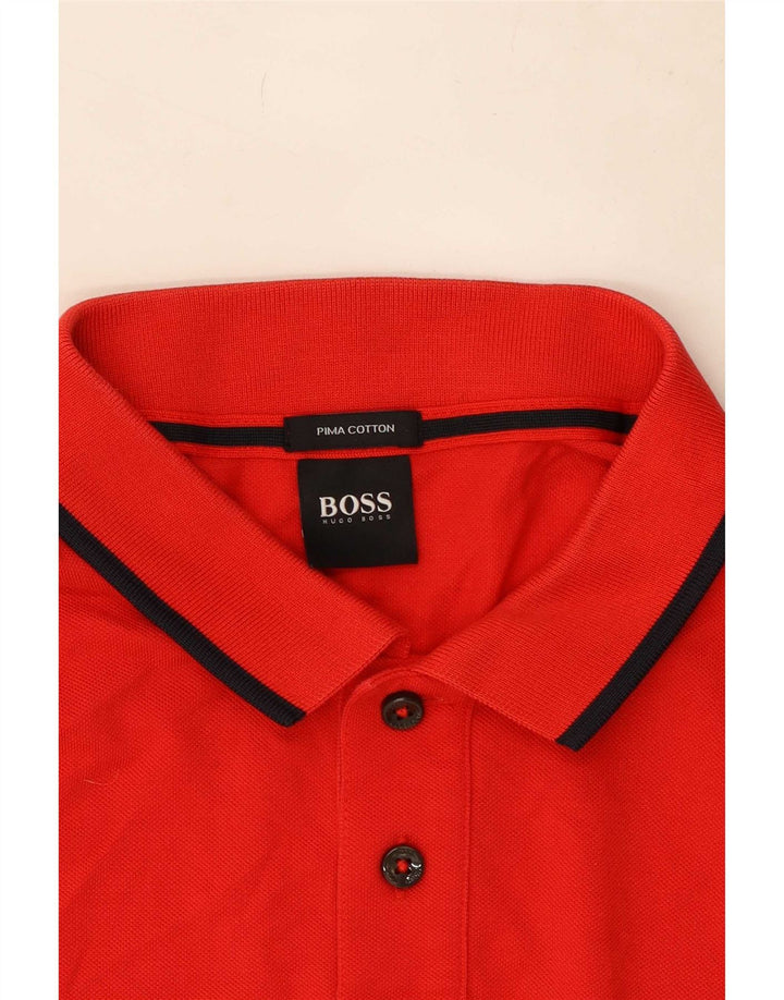 Polo da uomo Hugo Boss in cotone rosso medio