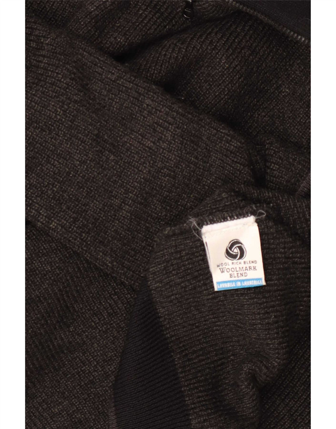 Maglione vintage da uomo con zip e collo in lana vergine a righe grandi grigie