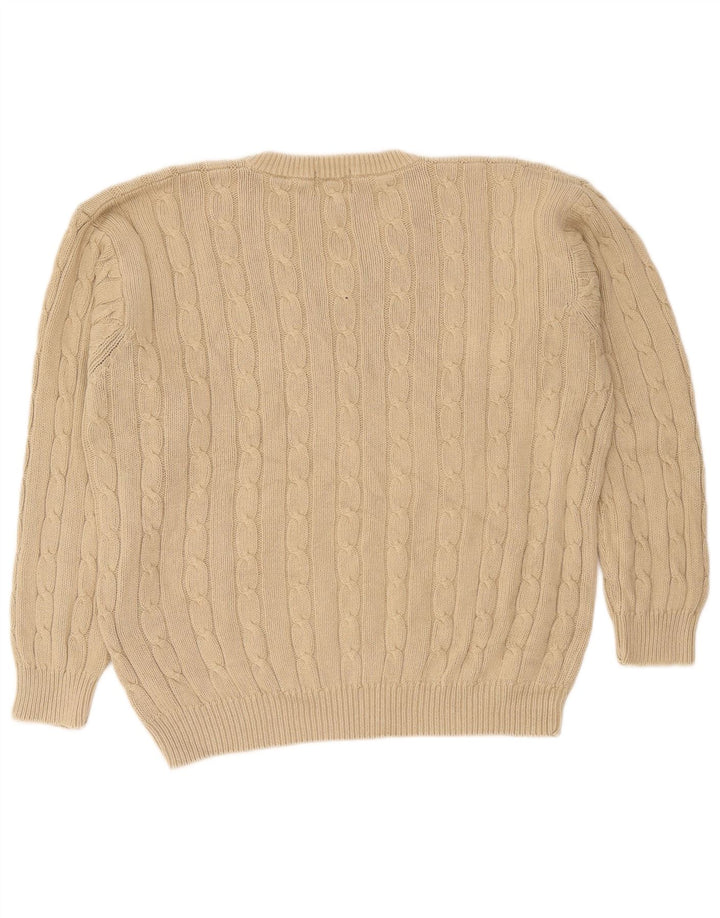 Maglione da uomo con scollo a V Rifle, grande, in cotone beige