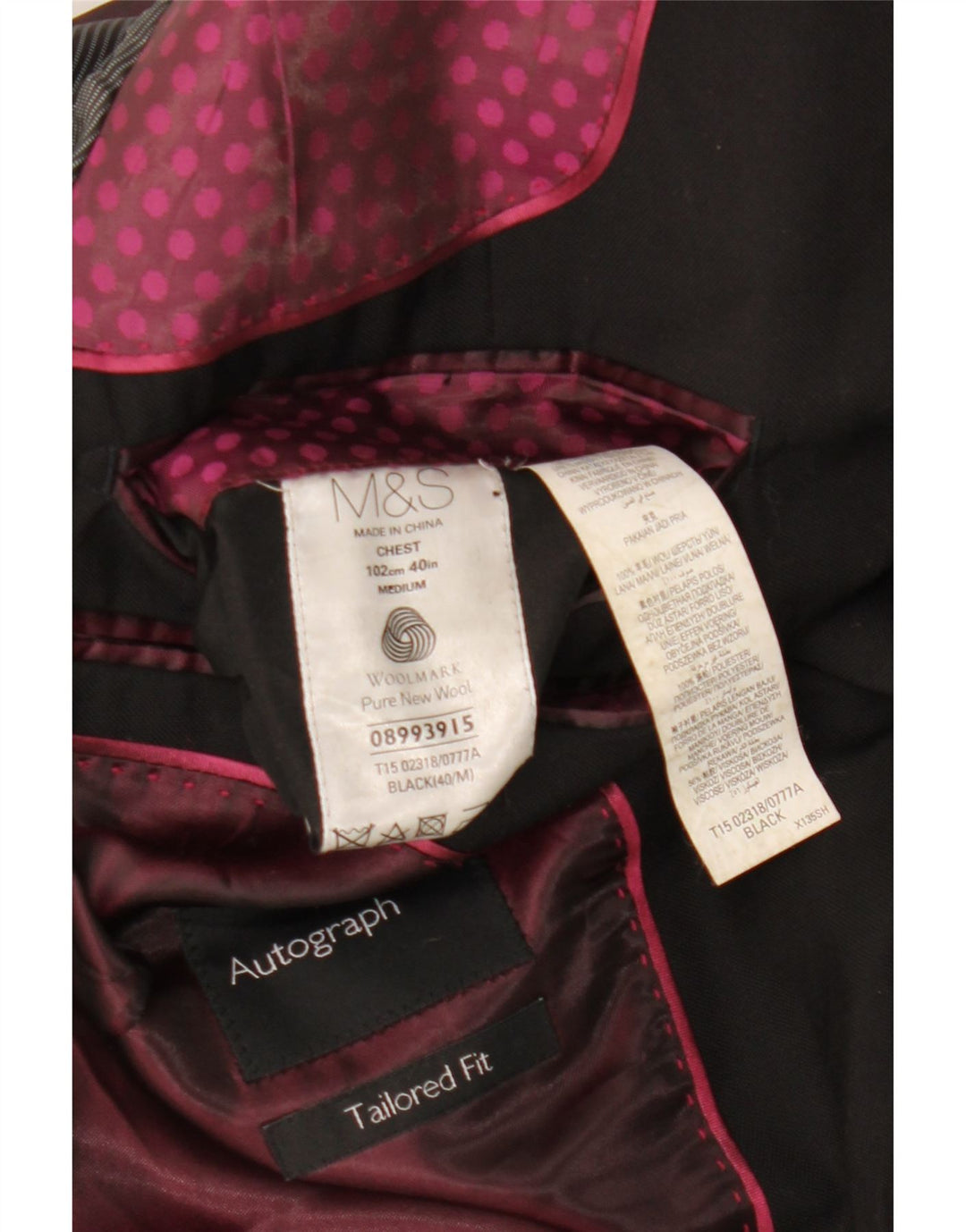 Giacca blazer da uomo Marks & Spencer Autograph a 2 bottoni UK 40 grande nera