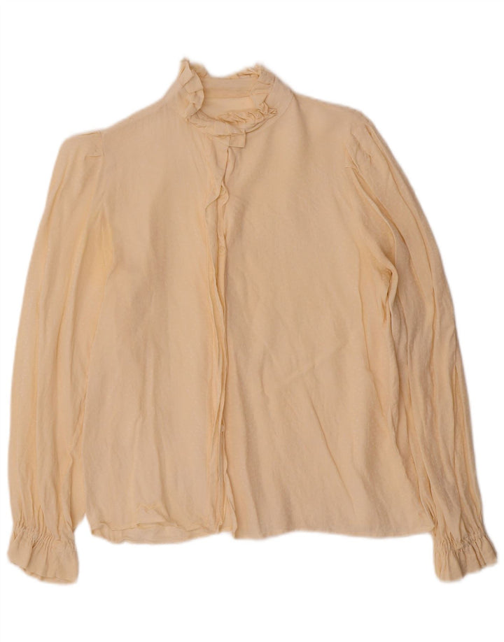 Camicetta camicia vintage da donna UK 12 Beige medio