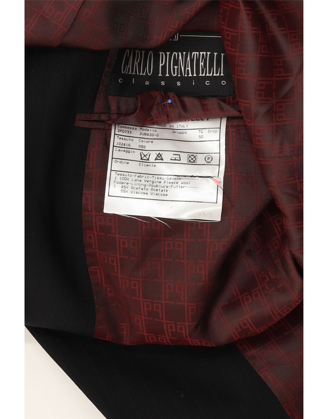 Giacca Blazer da Uomo a 2 Bottoni Carlo Pignatelli IT 50 Large Nera in Lana Vergine