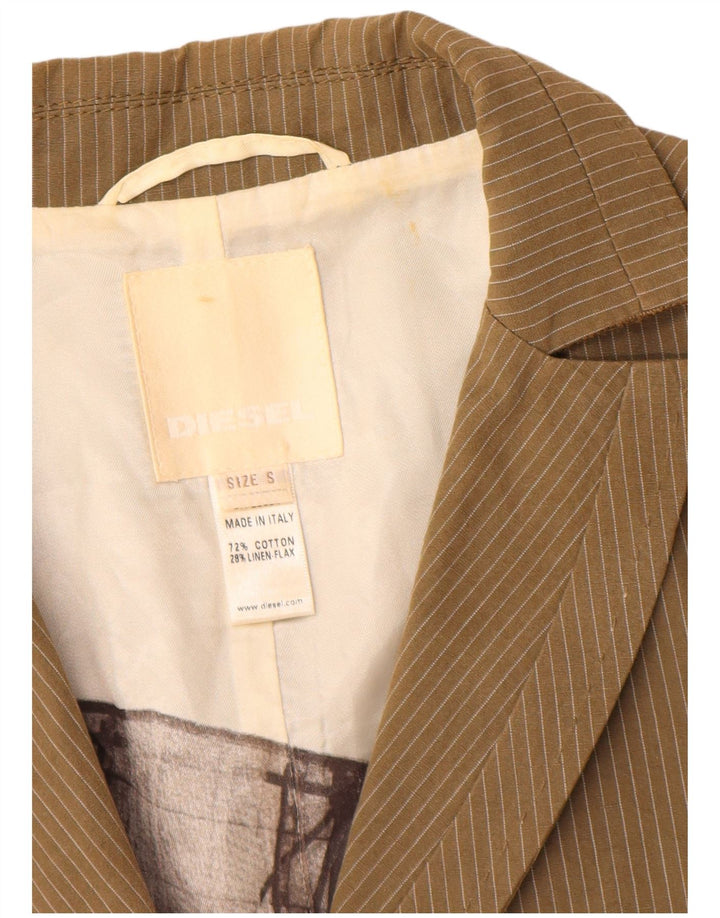 Giacca blazer da uomo a 2 bottoni Diesel UK 36 piccolo cotone gessato kaki