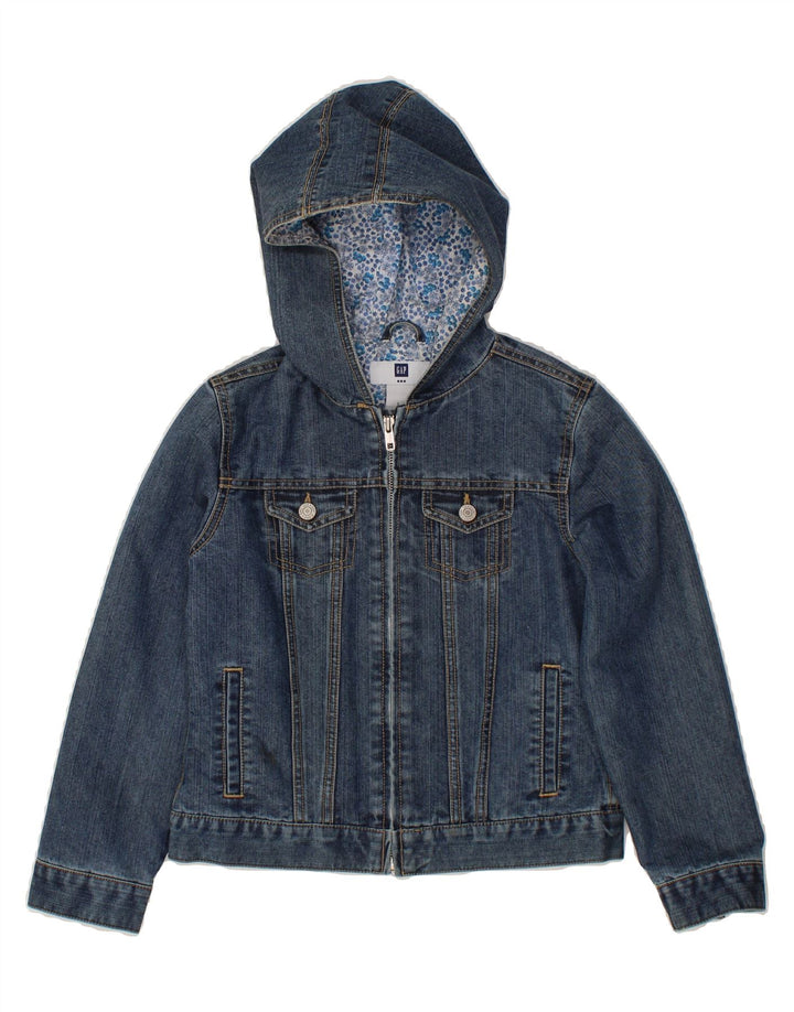 GAP Boys Hooded Denim Jacket 7-8 Years Large Blue Cotton Vintage Gap and Second-Hand Gap from Messina Hembry 