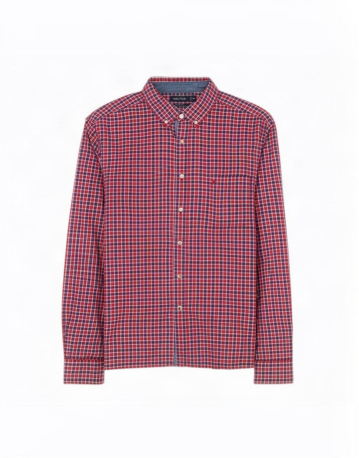 Camicia Nautica da uomo vestibilità classica 2XL cotone a quadri rossi