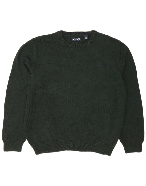 Maglione maglione girocollo da uomo Chaps XL in cotone verde