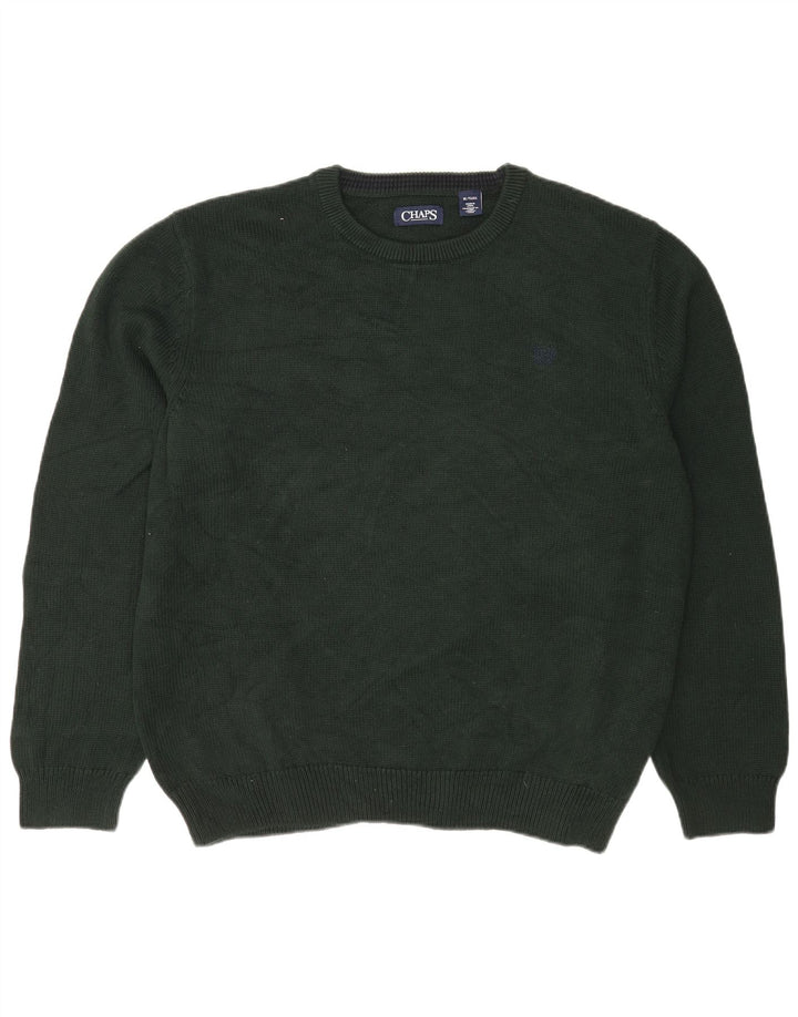Maglione maglione girocollo da uomo Chaps XL in cotone verde