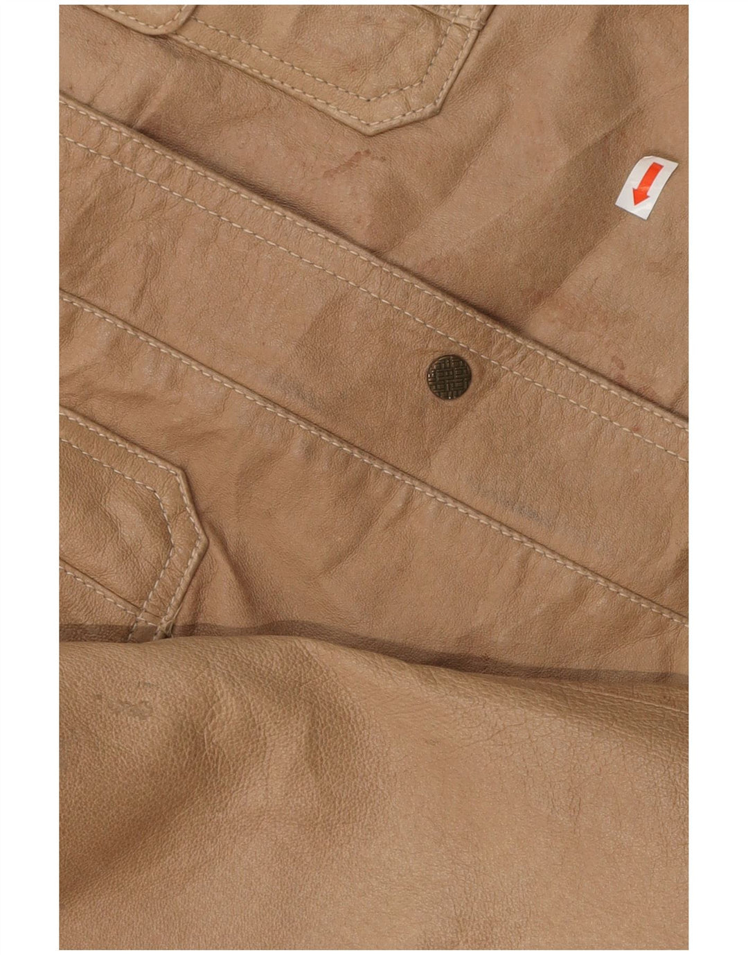 OVS Womens Leather Jacket IT 50 XL Beige Leather