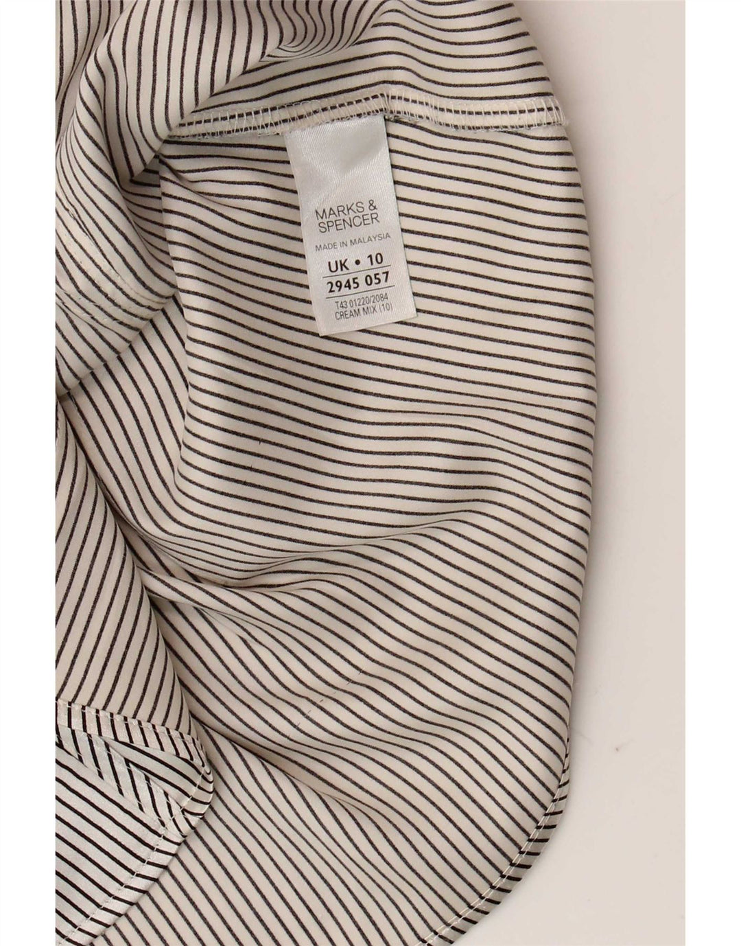 Camicetta camicia da donna Marks & Spencer UK 10 piccolo gessato beige