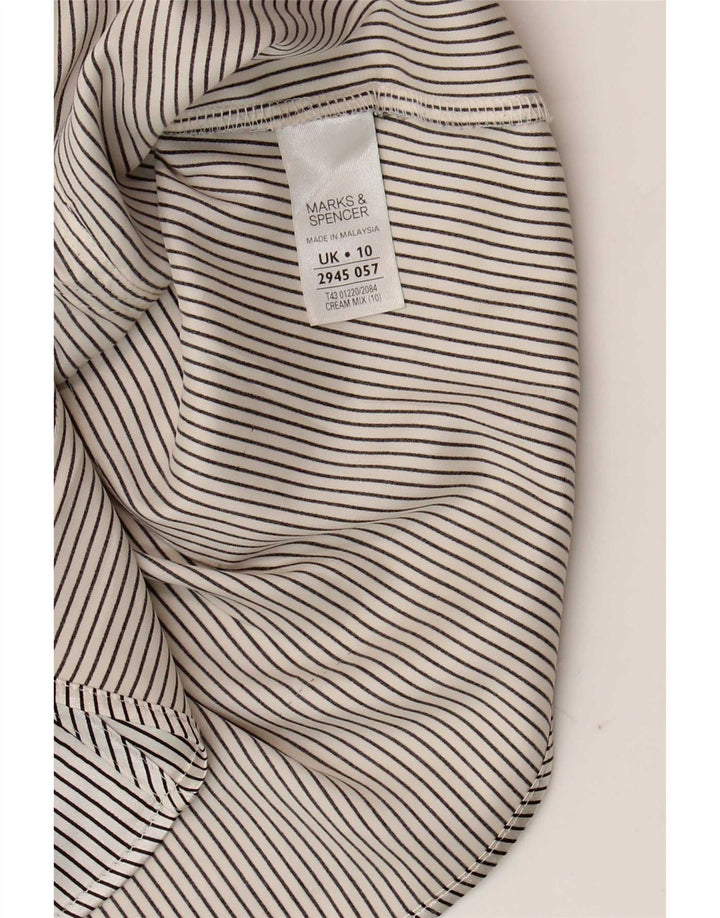 Camicetta camicia da donna Marks & Spencer UK 10 piccolo gessato beige