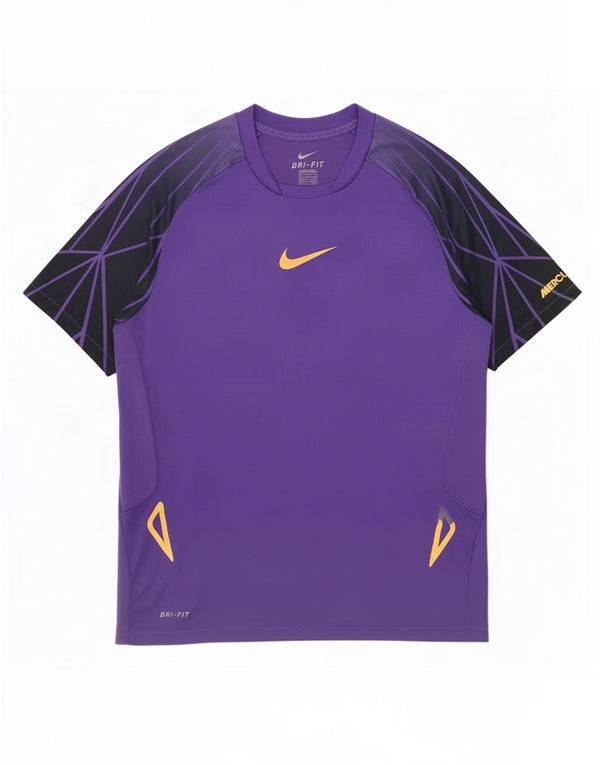 T-shirt da uomo Nike Dri Fit Top UK 42/44 Large viola geometrico in poliestere
