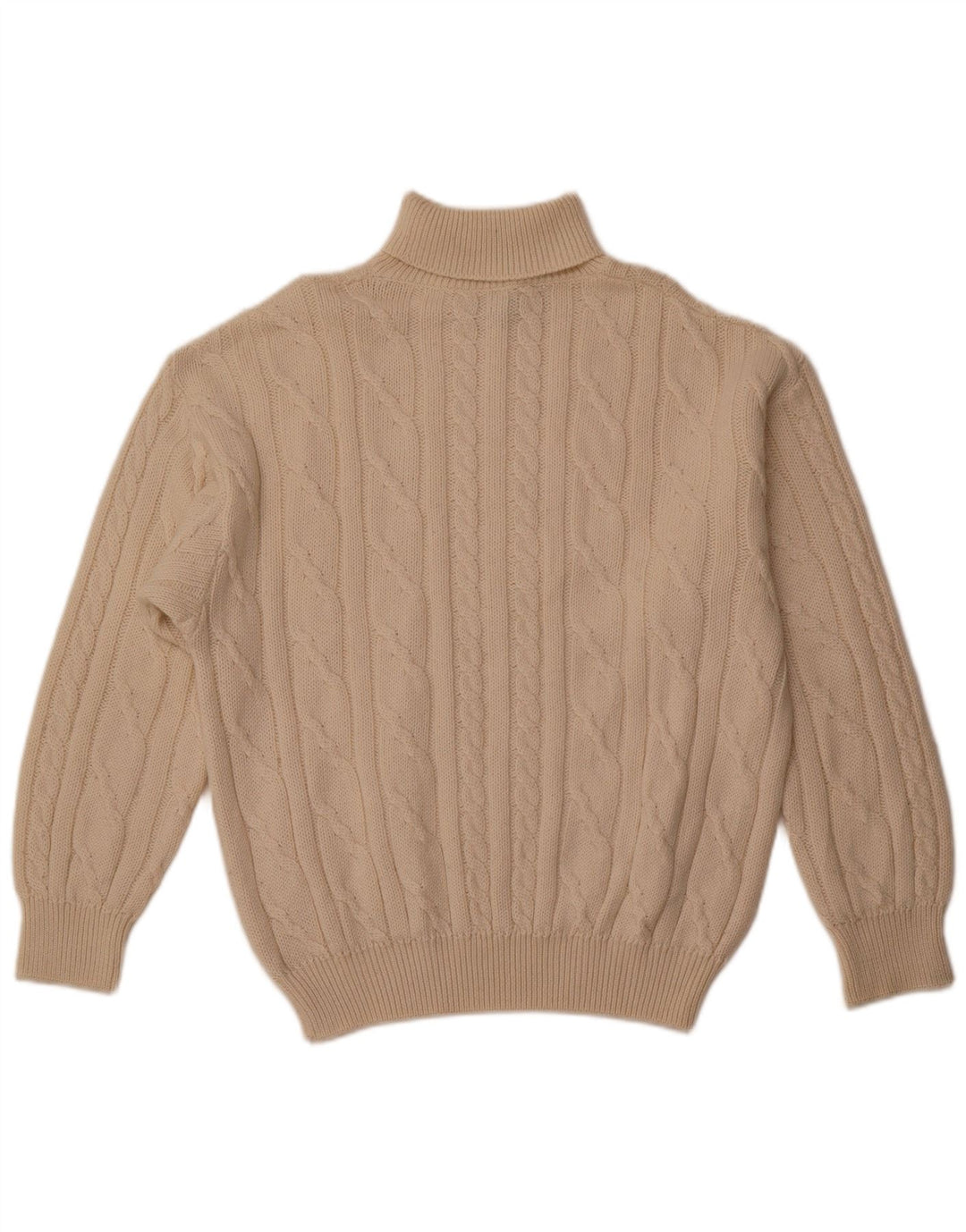 MALAGRIDA Maglione da uomo con collo alto e maglione grande in cotone beige