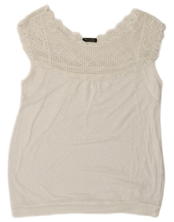 Camicetta senza maniche da donna Massimo Dutti UK 16 Large Bianco