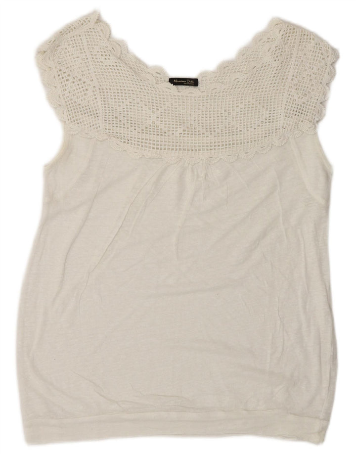 Camicetta senza maniche da donna Massimo Dutti UK 16 Large Bianco
