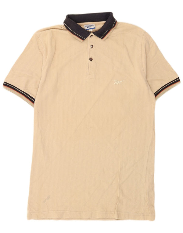 Polo da rugby da uomo Reebok piccola in cotone a righe beige