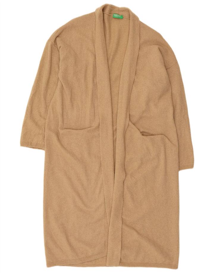 Maglione cardigan aperto lungo da donna Benetton UK 16 Large Beige Lana