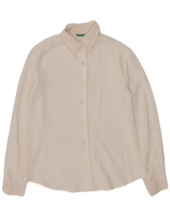 Camicia Benetton Donna UK 12 Medio Bianco