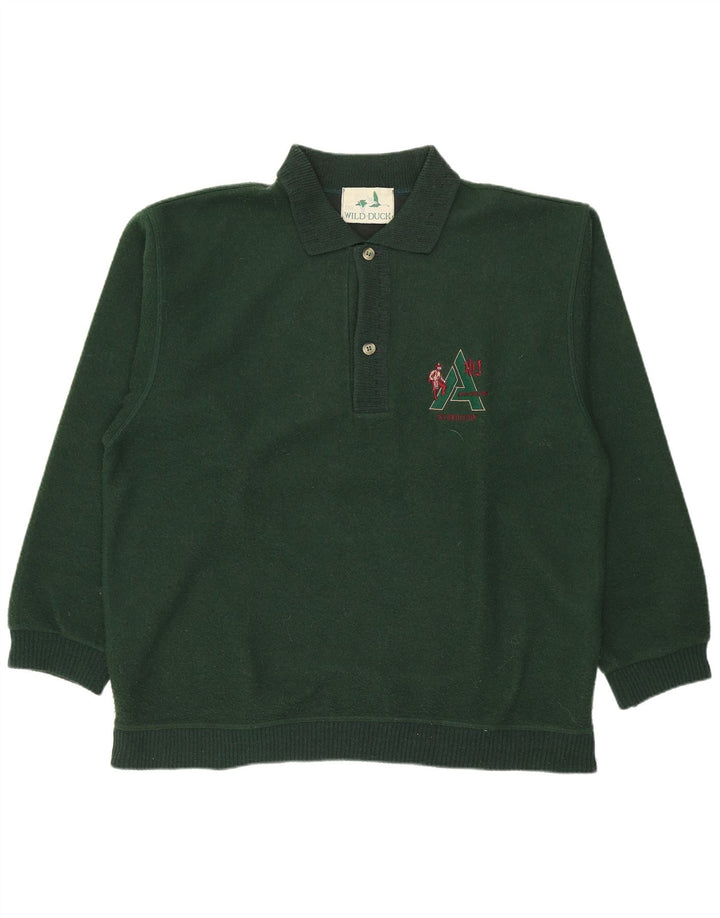 Maglione vintage da uomo con collo alto in lana verde medio