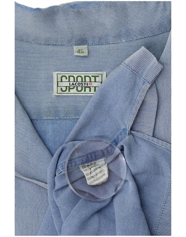 LACOSTE Camicia a maniche corte da uomo taglia 45 XL Cotone gessato blu